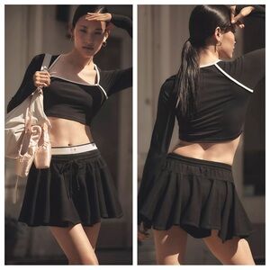 NWT Anthropologie Daily Practice Courtside Mini Skirt Black M